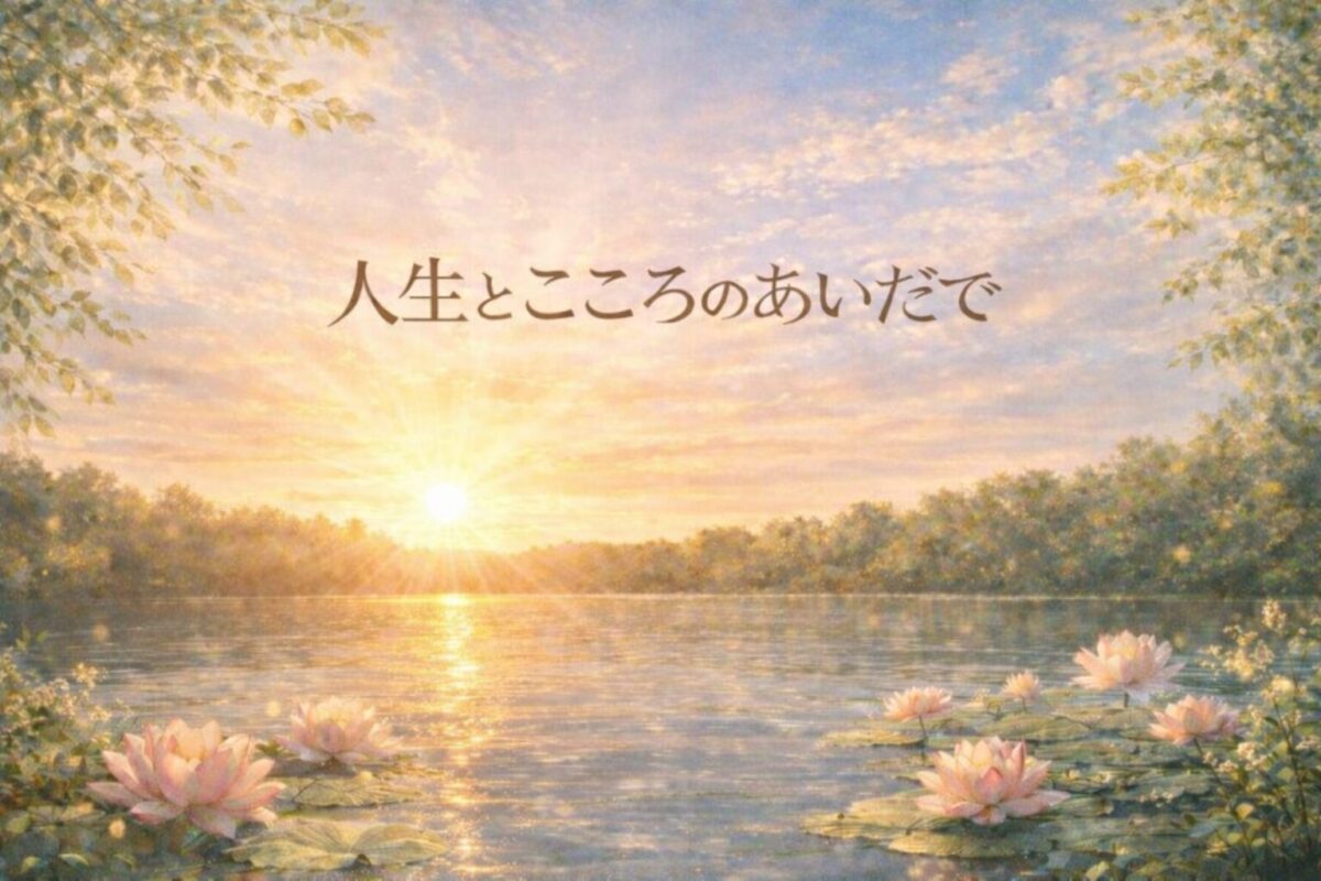 朝日の湖と蓮の花｜人生とこころのあいだでブログトップ画像タイトル画像