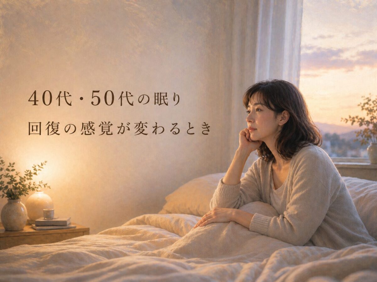 40代・50代で眠りの感覚の変化を静かに感じている女性のイメージ